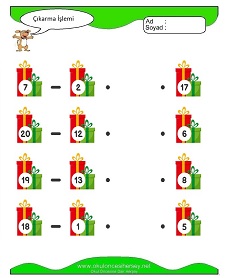 Çıkarma İşlemi Çalışma Sayfaları